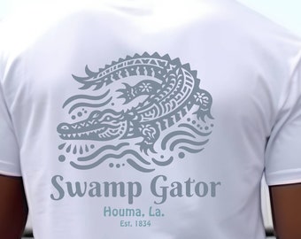 Atuendos para mujer de Gator Swamp, camiseta Swamp Soul Bayou, vibraciones de los pantanos de Luisiana, camiseta Cajun Spirit, ropa de los pantanos del sur, ropa para amantes de la naturaleza
