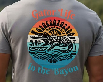 Atuendos para mujer de Gator Swamp, camiseta Swamp Soul Bayou, vibraciones de los pantanos de Luisiana, camiseta Cajun Spirit, ropa de los pantanos del sur, ropa para amantes de la naturaleza