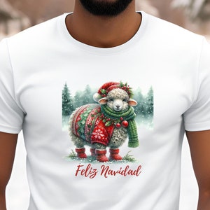 Festive Sheep Graphic Tee Cozy Holiday Aesthetic Shirt Christmas Gift Cute Animal Holiday Winter Vibes Apparel Unisex Christmas Shirt Animal