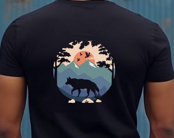 Adventure Awaits Nature Tee Hiking Shirt Outdoor Apparel Forest Hiking Camping Top Unisex Graphic T Shirt Gifts Wolf Mountain Attire outfit