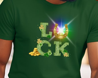 Lucky Charm Tee, St. Patrick's Day Shirt, Good Fortune T-Shirt, Unisex Graphic Tee, Everyday Casual Wear Outfit, Irish Clover Rainbow Attire