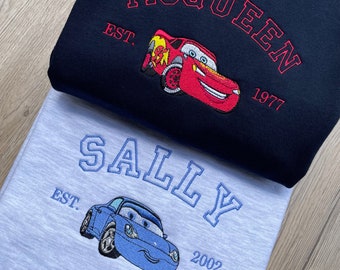 Lightning McQueen sweatshirt - McQueen cars embroidered sweatshirt - Sally hoodie - Disney gift jumper - Mater hoodie -Disneyland  cars gift