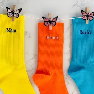 Custom Name Embroidered Cotton Socks: Personalized Unisex Gift