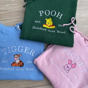 Winnie the Pooh Embroidered Sweatshirt - Classic Disney Design -Disneyland characters embroidered sweatshirt - Piglet sweatshirt