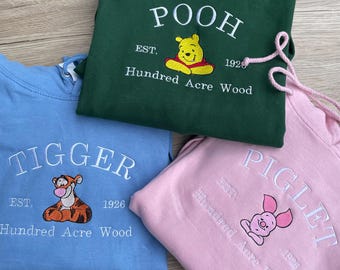 Winnie the Pooh Embroidered Sweatshirt - Classic Disney Design -Disneyland characters embroidered sweatshirt - Piglet sweatshirt