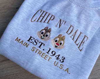 Chip & Dale sweatshirt - Disney unisex sweatshirt gift - cartoon embroidered hoodie - TV series adult hoodie - Disneyland fan gift