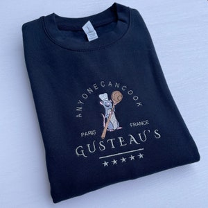 Gusteau's Embroidered Sweatshirt - Disney Chef Ratatouille Inspired Jumper - Disney sweatshirt - Any one can cook hoodie -