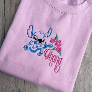 Ohana sweatshirt - Stitch and Lilo embroidered hoodie - Stitch and Lilo family Ohana jumper -  Disney embroidered characters crewneck