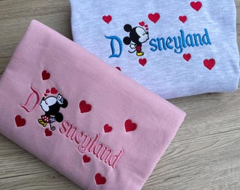 Embroidered Mickey & Minnie Sweatshirt – Disney Valentines Day Hoodie