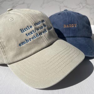 Op maat geborduurde katoenen papa-pet - gepersonaliseerde tekst in vintagestijl