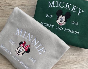 Mickey and Minnie Embroidered Sweatshirt -Disney matching characters sweatshirt - Mickey Mouse sweatshirt - Minnie - Classic Disney Design