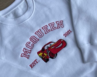 Lightning McQueen Kids Sweatshirt – Embroidered Disney Cars Jumper – Personalised Toddler Gift