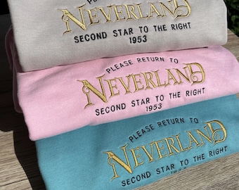 Neverland sweatshirt - Peter Pan Neverland embroidered sweatshirt - Tinker Bell Fairy hoodie - Disney gift - Peter Pan jumper