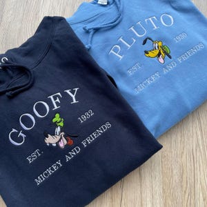 Goofy Embroidered Sweatshirt - Pluto sweatshirt - Disney matching characters sweatshirt - Classic Disney Design - Mickey and friends jumper