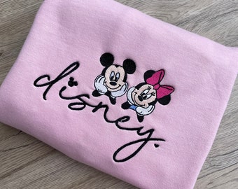 Disney Mickey & Minnie sweatshirt - Mickey mouse embroidered hoodie - Minnie mouse jumper - Disney sweatshirt - Disney trip hoodie