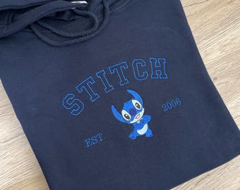 Stitch sweatshirt - Stitch and Lilo embroidered hoodie - Stitch Embroidered jumper -  Disney embroidered characters crewneck