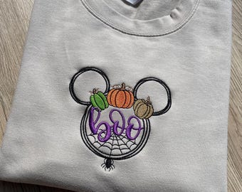 Felpa con ricamo Boo Mickey Mouse – Maglione con zucca di Halloween