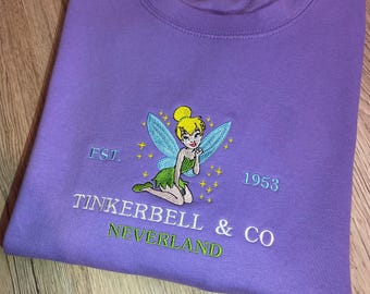 Tinker Bell Fairy Embroidered sweatshirt - Neverland sweatshirt - Peter Pan Neverland crewneck - Disney gift - Peter Pan jumper