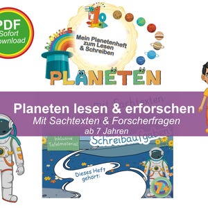 Planets Learning Booklet for Reading and Writing for Children | Primary & Special Education Schools | Informational Texts, Research Questions, Writing Exercises | Alonies