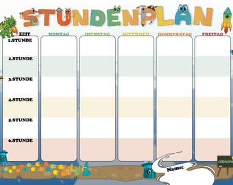 Horario escolar colorido | Horario de Alonies para niños | Organización de la vuelta al cole y aprendizaje lúdico