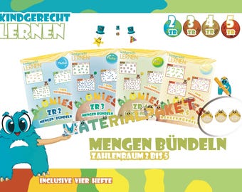 Material didáctico de Alonies: Rangos numéricos del 2 al 5: comprensión y práctica de cantidades (3 niveles de dificultad)