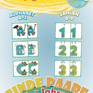 Trouver des paires - lettres et chiffres - jeu pour enfants à partir de 3 ans