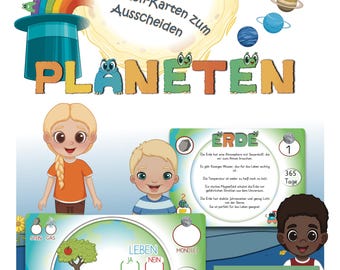Tarjetas de planetas para recortar – material de aprendizaje diferenciado para niños | Espacio y sistema solar | Escuela especial y escuela primaria