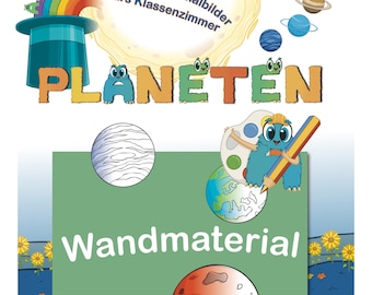 Dibujos para colorear de planetas para el aula: decoración de pared con los Alonies