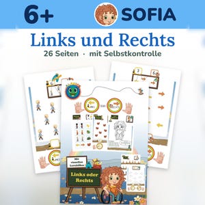 Learning Left and Right – Workbook PDF for children aged 6 and up, practicing spatial awareness and orientation, with self-checking