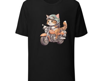 Unisex t-shirt for cat lover bike lovers motorcycle lover tshirt gift for brother gift for friend&#39;s birthday present