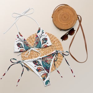bikini All-over print recycled string  colorful gift for girlfriend summer swim wear hot girl summer birthday present honey moon