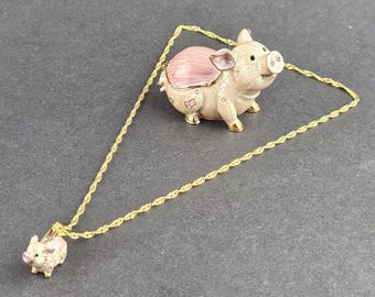 Hidden Treasures Pig Trinket Box and Pendant by Arora Design