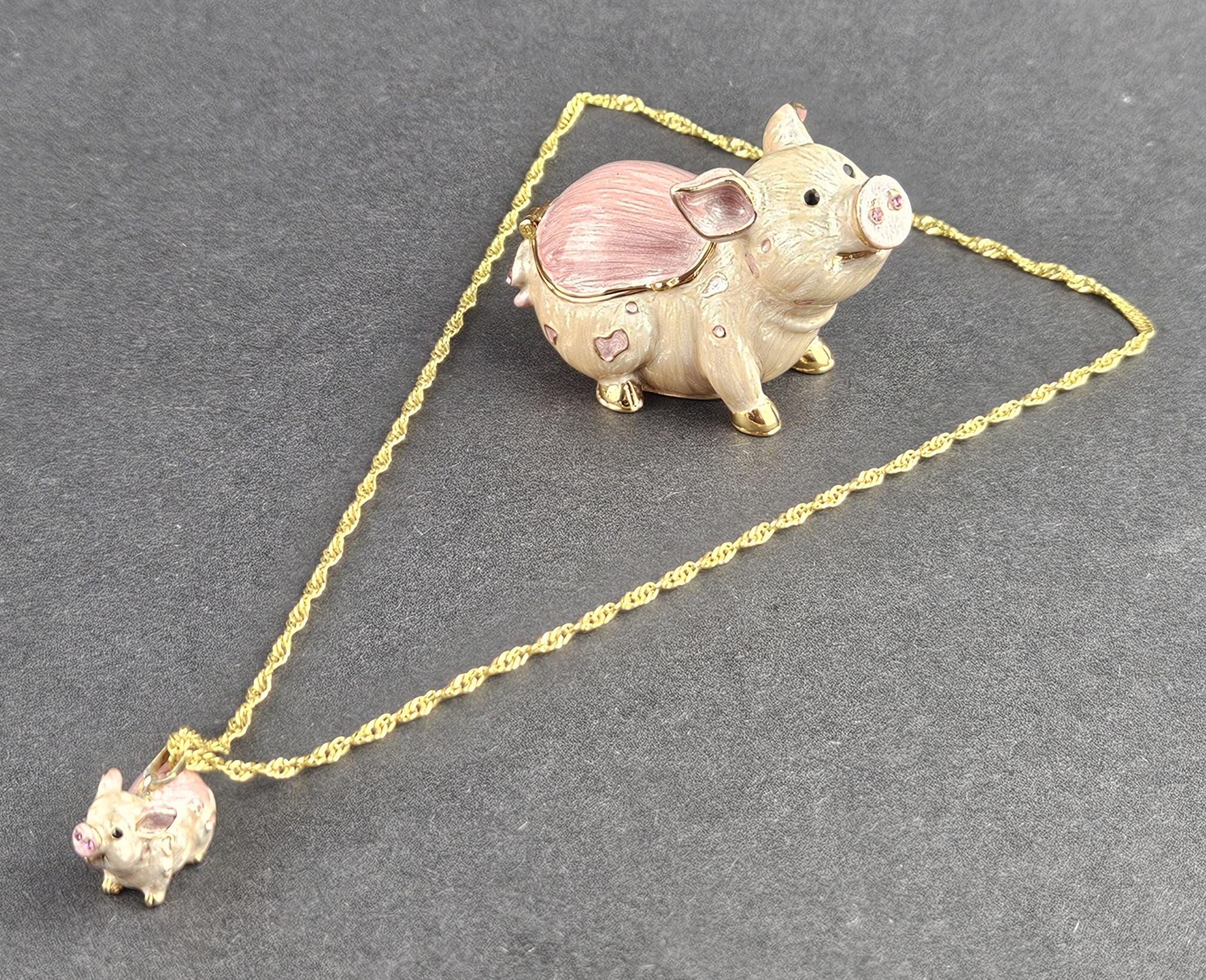 Hidden Treasures 豚型アクセサリーケース Hidden Treasures Pig Trinket Box and Pendant by Arora Design