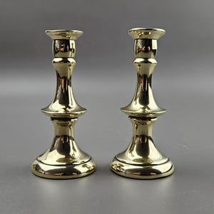 Pair of Two Victorian Style Candleholders on Brass.  Antique. 8 cm