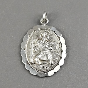 Silver St. Christopher Pendant. Vintage