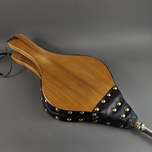 Wood & Leather Hand Fire Starting Bellows, Antique.
