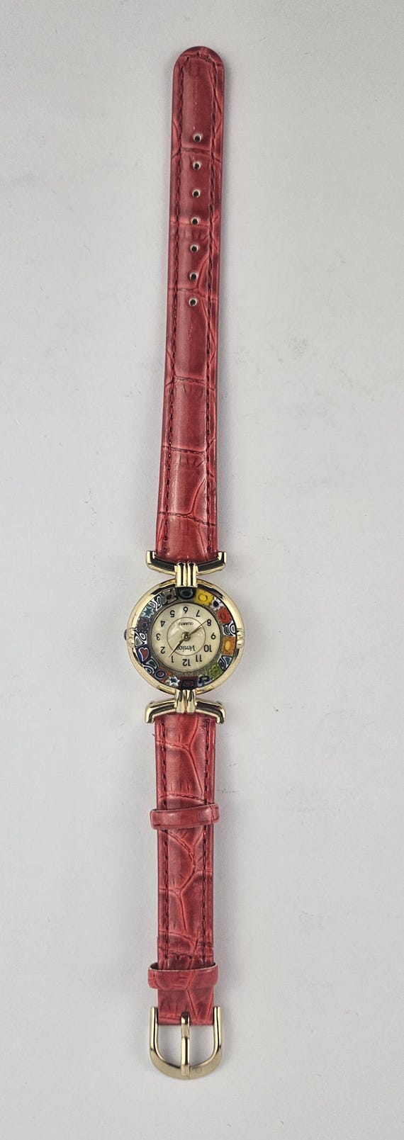Lady Wristwatch Millefiori Murano Glass Quartz Movement Red  display picture 1