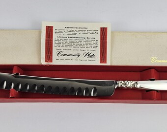 Cuchillo de pan Community Plate de Oneida, diseño Hampton Court, estilo Art Nouveau, coleccionable vintage.