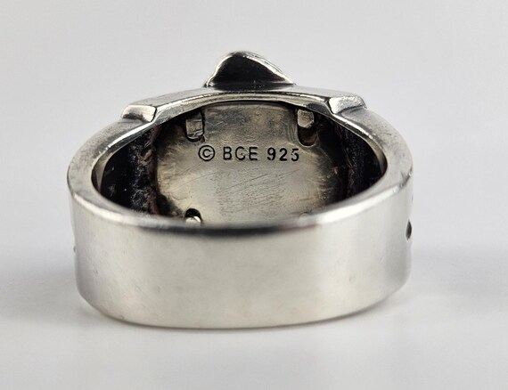 Vintage Sterling Silver Motorcycle Ring, Eagle Bl… - image 3