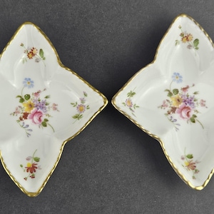 Royal Crown Derby Diamond-Shaped Trinket Dishes, Derby Posies Pattern. Vintage Pottery.