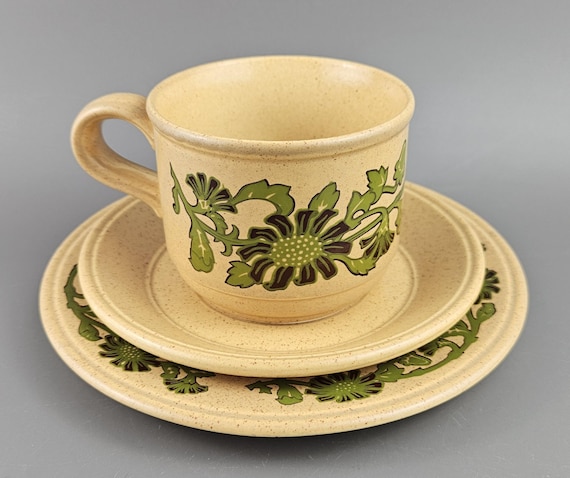Kiln Craft Cup and Saucer Set Clematis Pattern by Staffordshire 