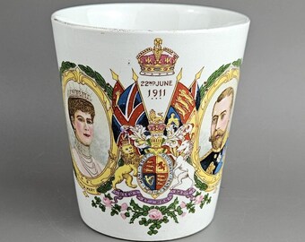 【希少】イギリス王室 ジョージ5世 戴冠記念　マグカップ 王室記念品：ジョージ5世とメアリー女王の戴冠式、Maling社による