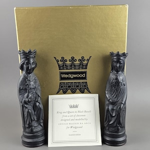 Black Basalt Chess Pieces by Wedgewood King & Queen &quot;Limited Edition&quot; Vintage.