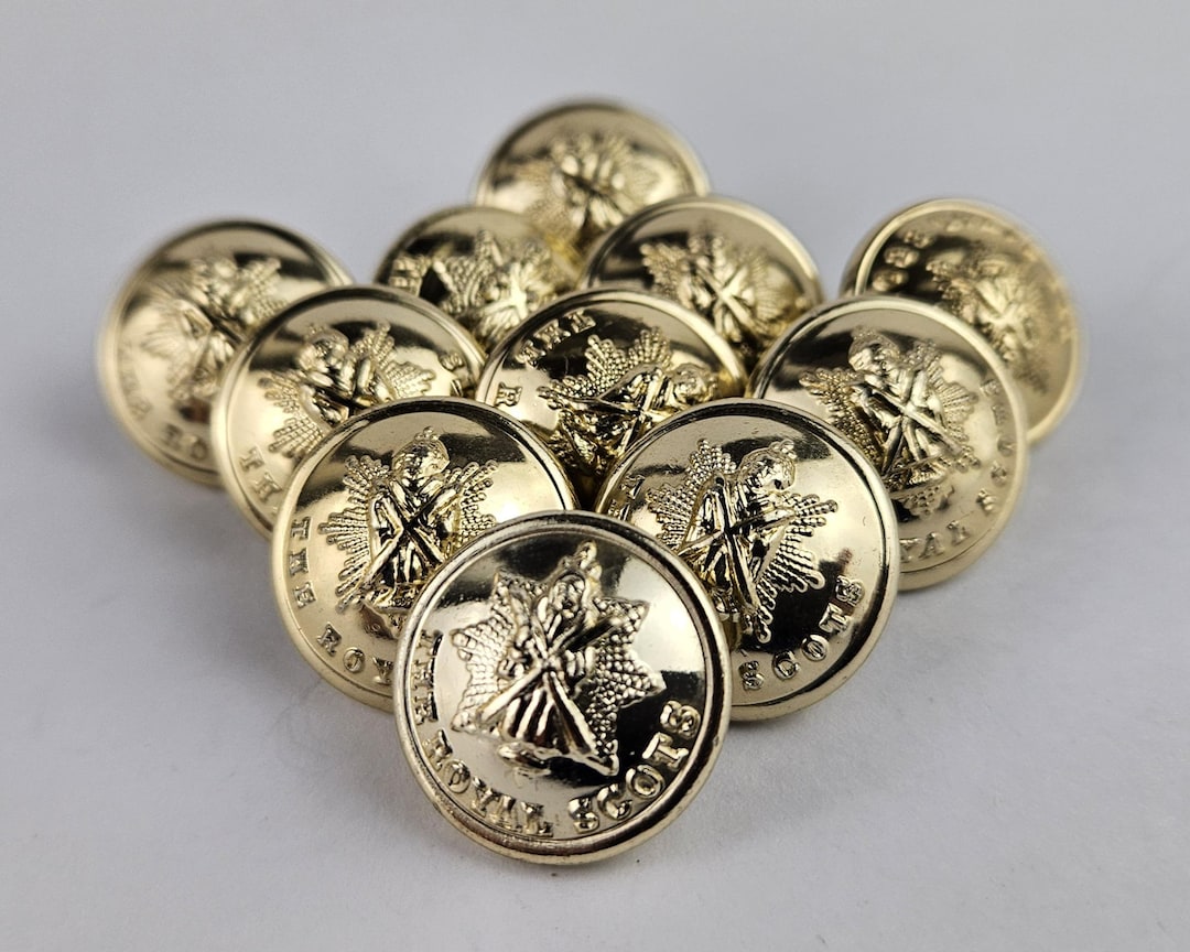 Eleven Royal Scots Anodized Aluminum Buttons by Gaunt, London: Vintage ...