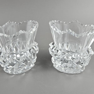Crystal Glass Toothpick Holder, Pineapple Pattern. Set of 2 Collectible Vintage