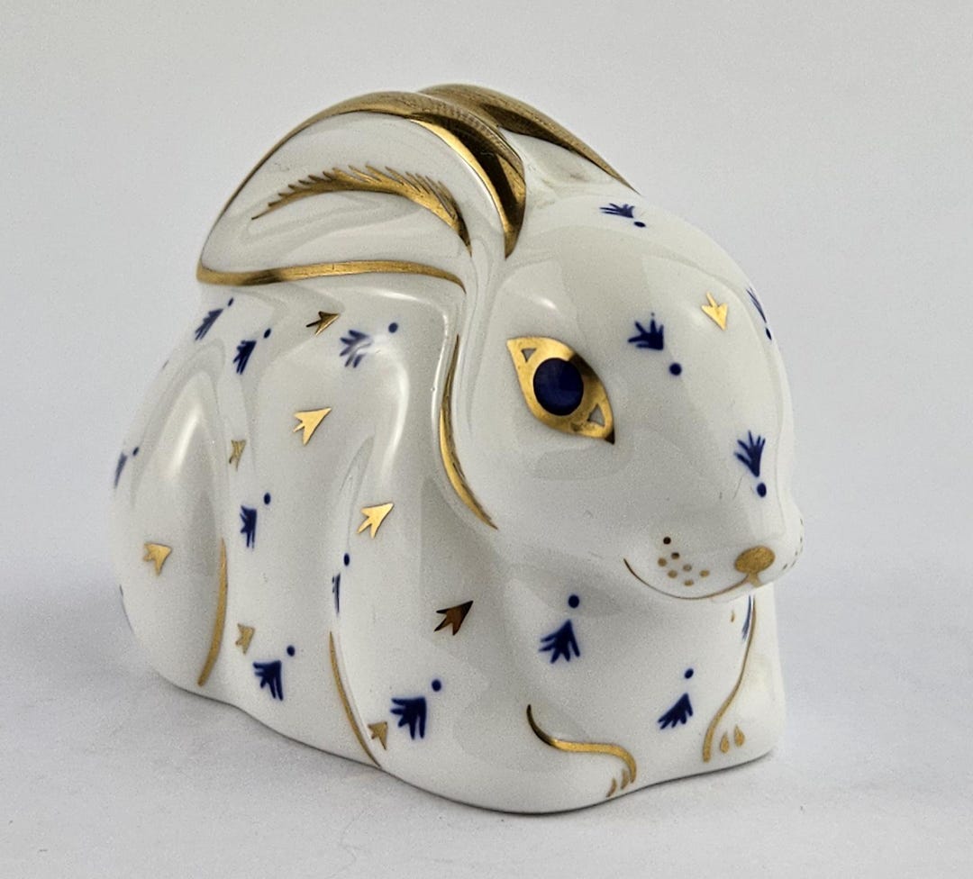 Royal Crown Derby Baby Rabbit Paperweight, Gold Stopper, LIII 1990 ...