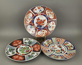Japanese Imari Collector Plates Set of 3. Collectible. Vintage 16cm