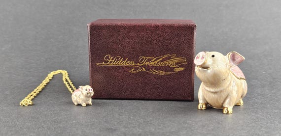 アローラデザイン社ヒドゥントレジャーズ　アクセサリーケース　豚　PIG 小物入れ Hidden Treasures Pig Trinket Box and Pendant by Arora Design
