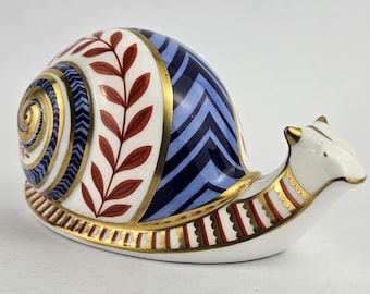 Fermacarte a forma di lumaca Royal Crown Derby, tappo in argento LII 1989, oggetto da collezione vintage