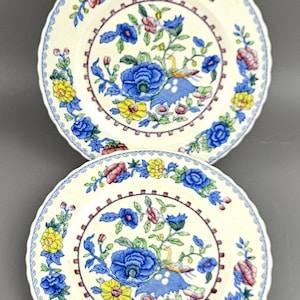 Plato de almuerzo Mason, diseño Regency, juego de dos. Coleccionable. Antiguo, 18,7 cm.